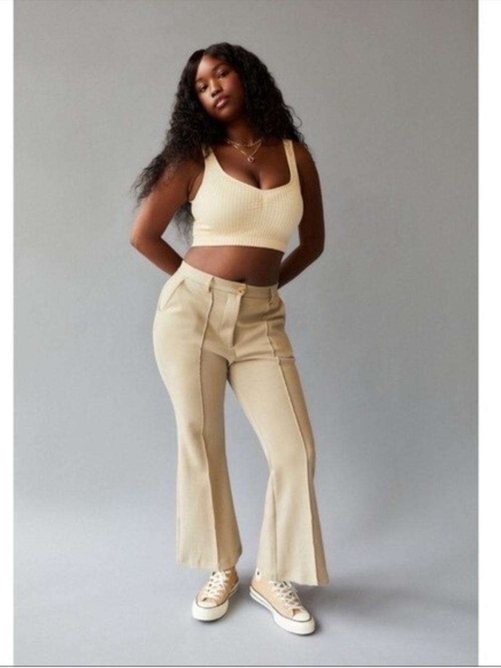 UO Isabella Ponte High Waisted high-waisted flare leg pants